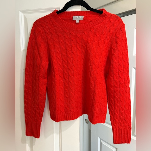 J. Crew Women's Cashmere Red Cable Knit Sweater Small - Picture 4 of 6